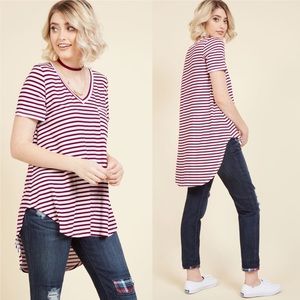 Packing Preserves Knit Top in Maroon Stripes
